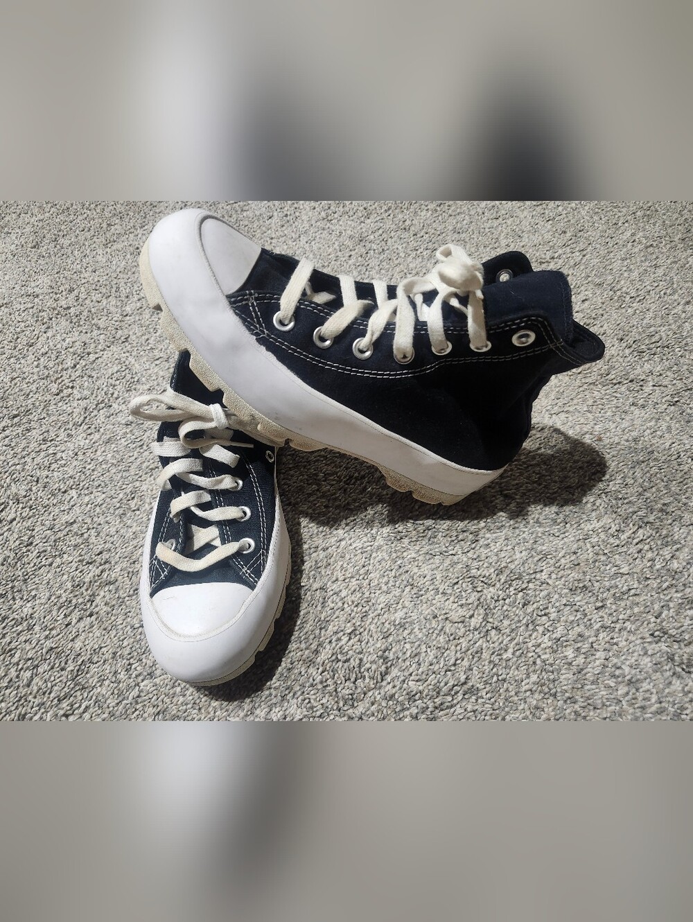 Converse Black Canvas High-Top Sneakers with White Accents SZ 7.5